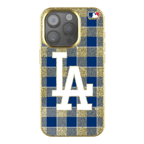 LA Dodgers Plaid iPhone Bling Phone Case for Apple iPhone