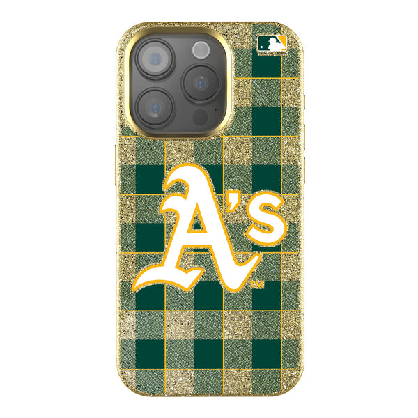 Oakland Athletics Plaid iPhone Bling Phone Case