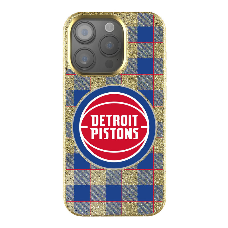 Detroit Pistons Plaid iPhone Bling Phone Case