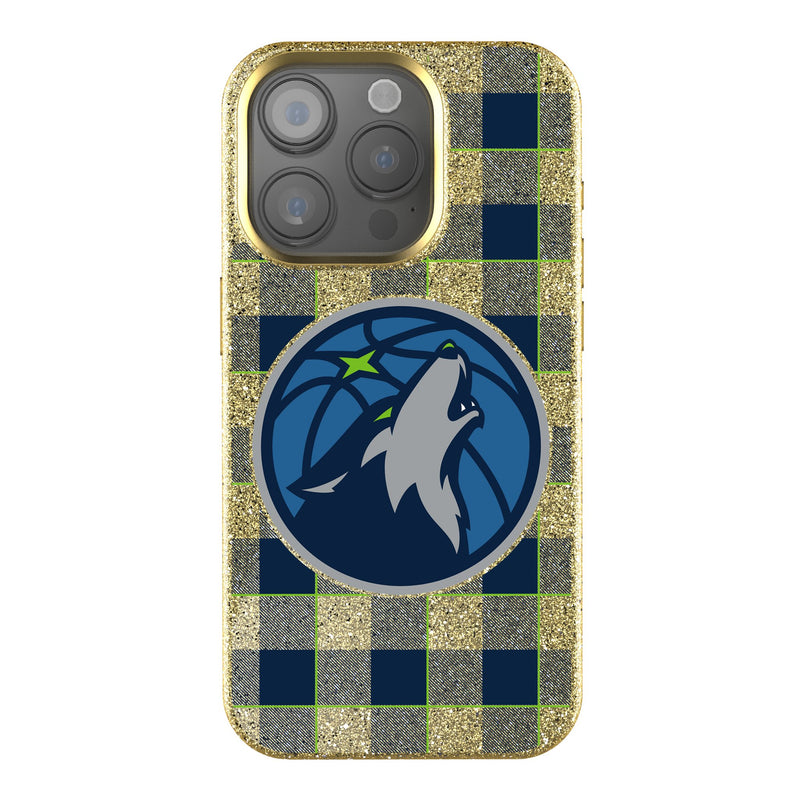 Minnesota Timberwolves Plaid iPhone Bling Phone Case