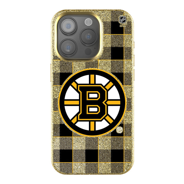 Boston Bruins Plaid iPhone Bling Phone Case