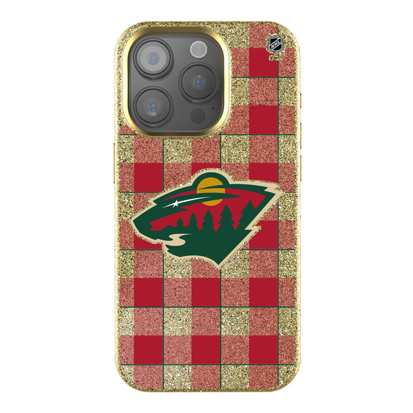 Minnesota Wild Plaid iPhone Bling Phone Case