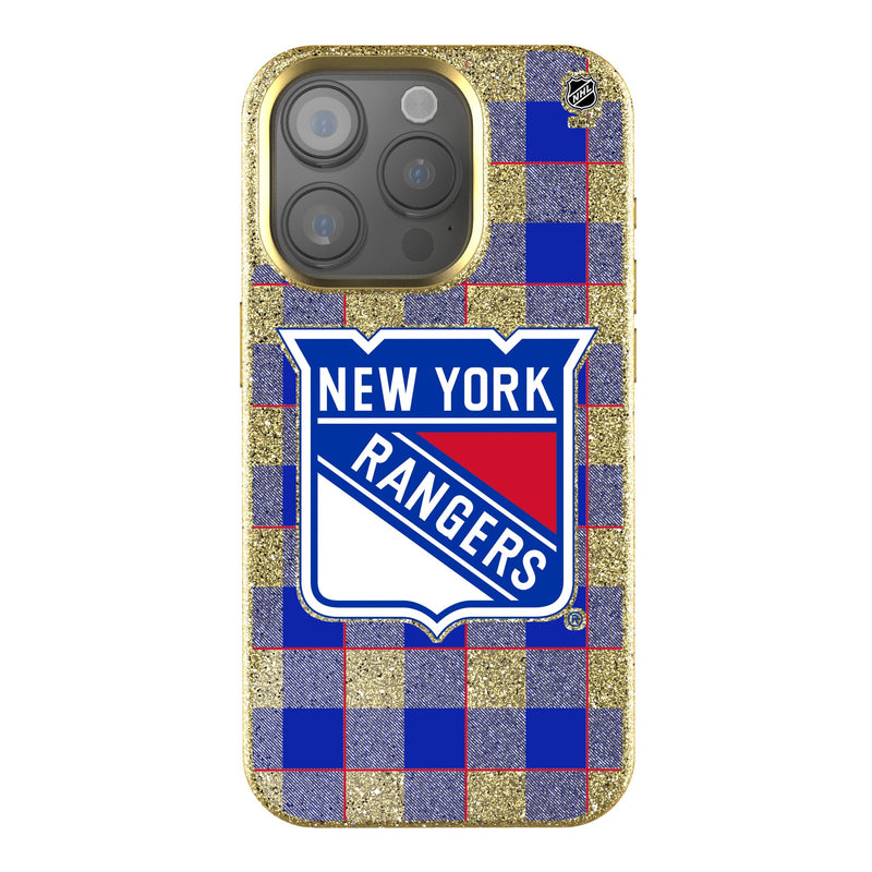 New York Rangers Plaid iPhone Bling Phone Case