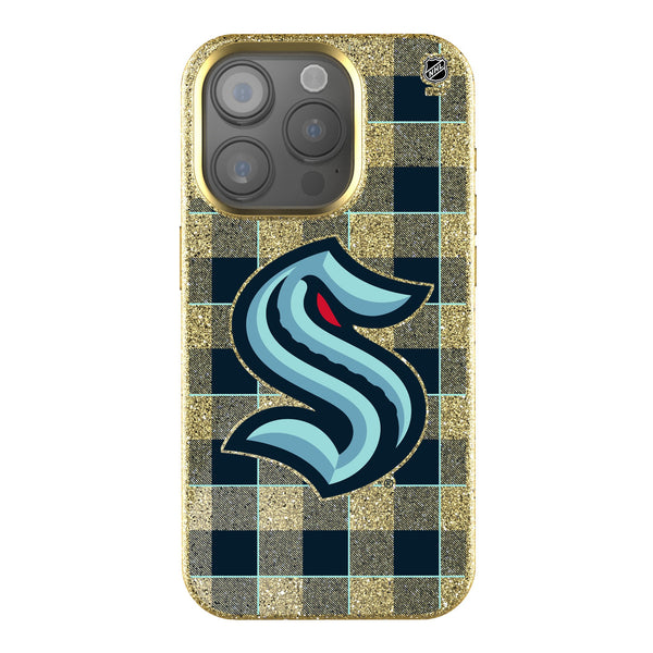 Seattle Kraken Plaid iPhone Bling Phone Case