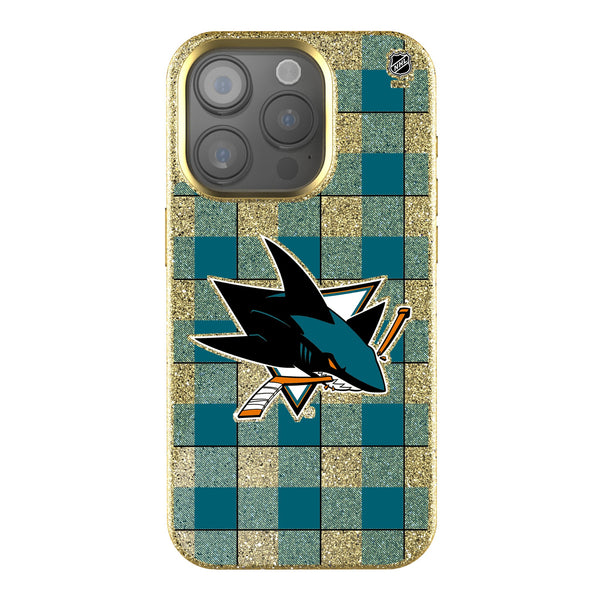 San Jose Sharks Plaid iPhone Bling Phone Case