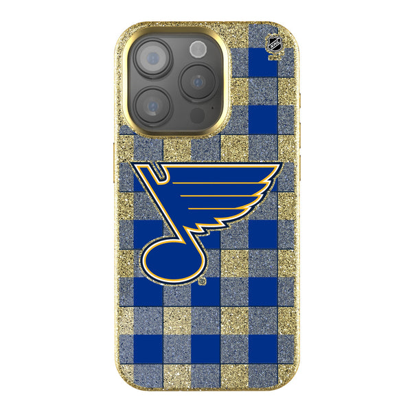 St. Louis Blues Plaid iPhone Bling Phone Case