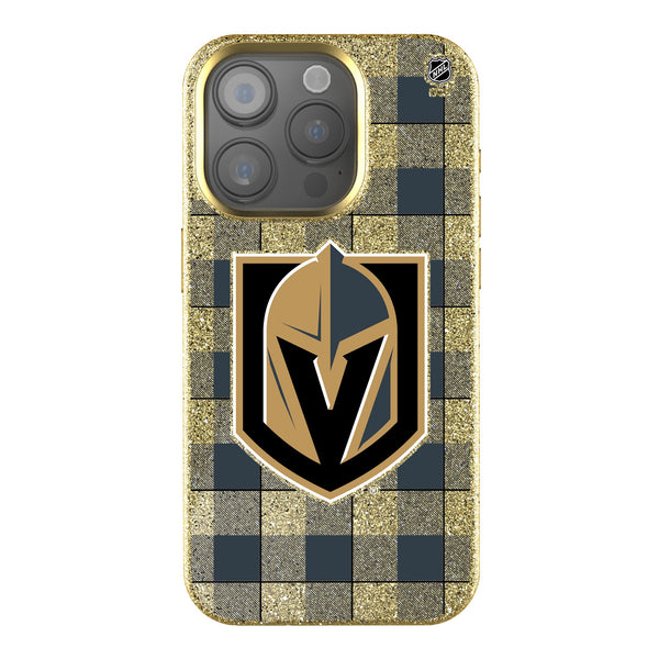 Vegas Golden Knights Plaid iPhone Bling Phone Case