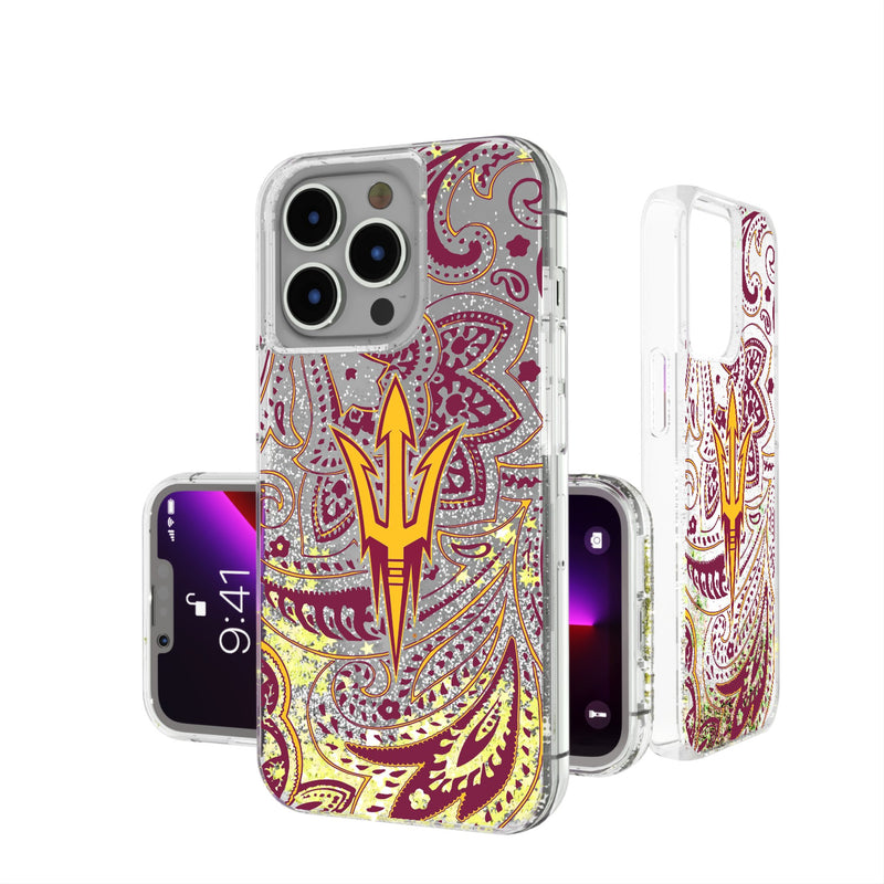 Arizona State University Sun Devils Paisley iPhone Glitter Phone Case for Apple iPhone