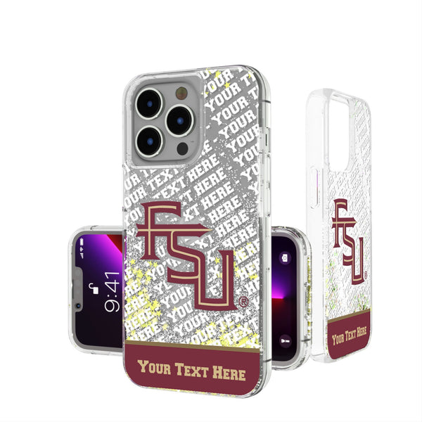 Florida State University Seminoles Athletic Wordmark Personalized EndZone Plus iPhone Glitter Phone Case for Apple iPhone