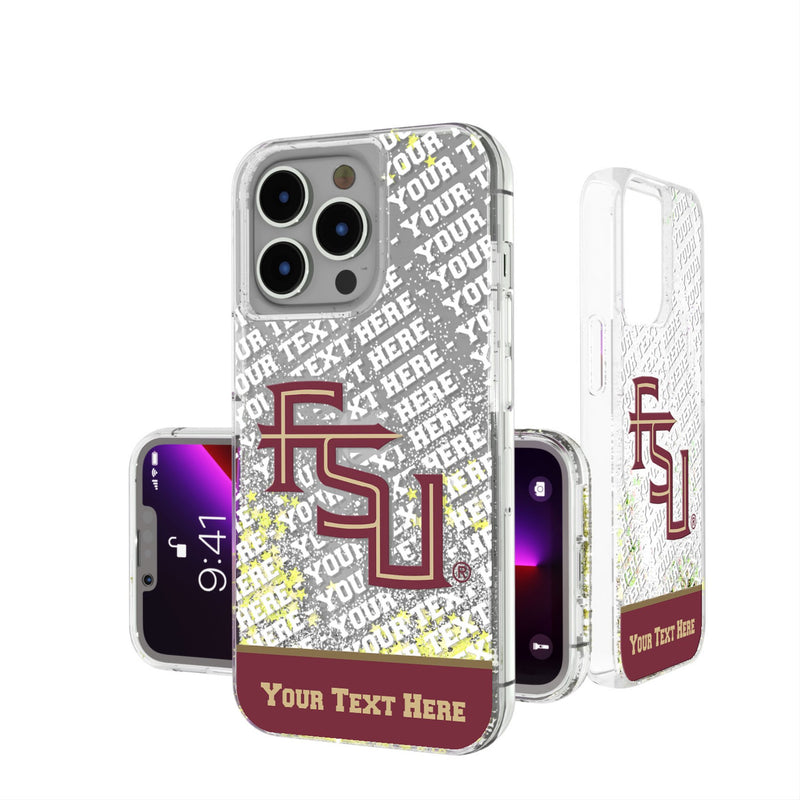 Florida State University Seminoles Athletic Wordmark Personalized EndZone Plus iPhone Glitter Phone Case for Apple iPhone