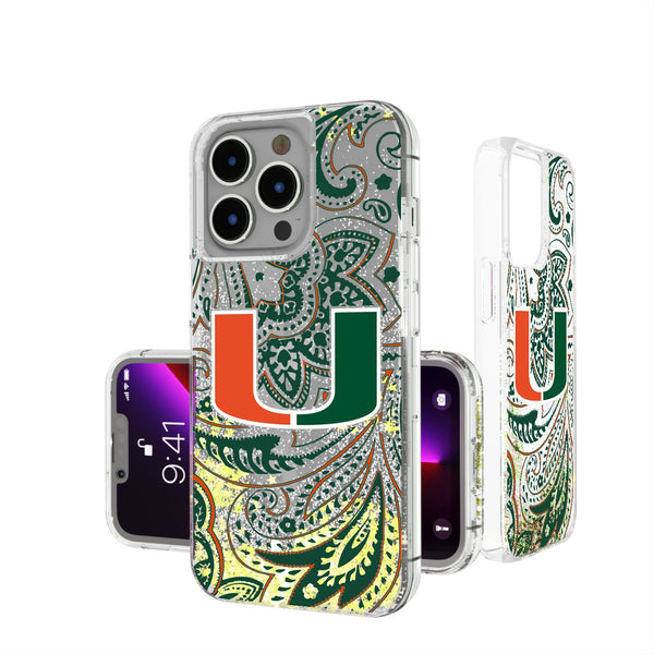 University of Miami Hurricanes Paisley iPhone Glitter Phone Case
