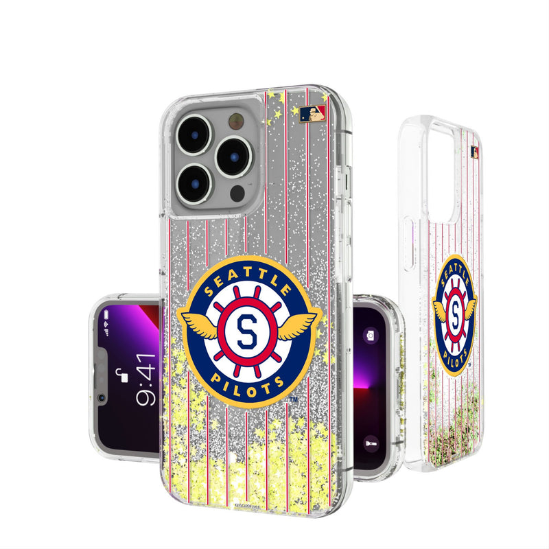 Seattle Pilots 1969 - Cooperstown Collection Pinstripe iPhone Glitter Phone Case