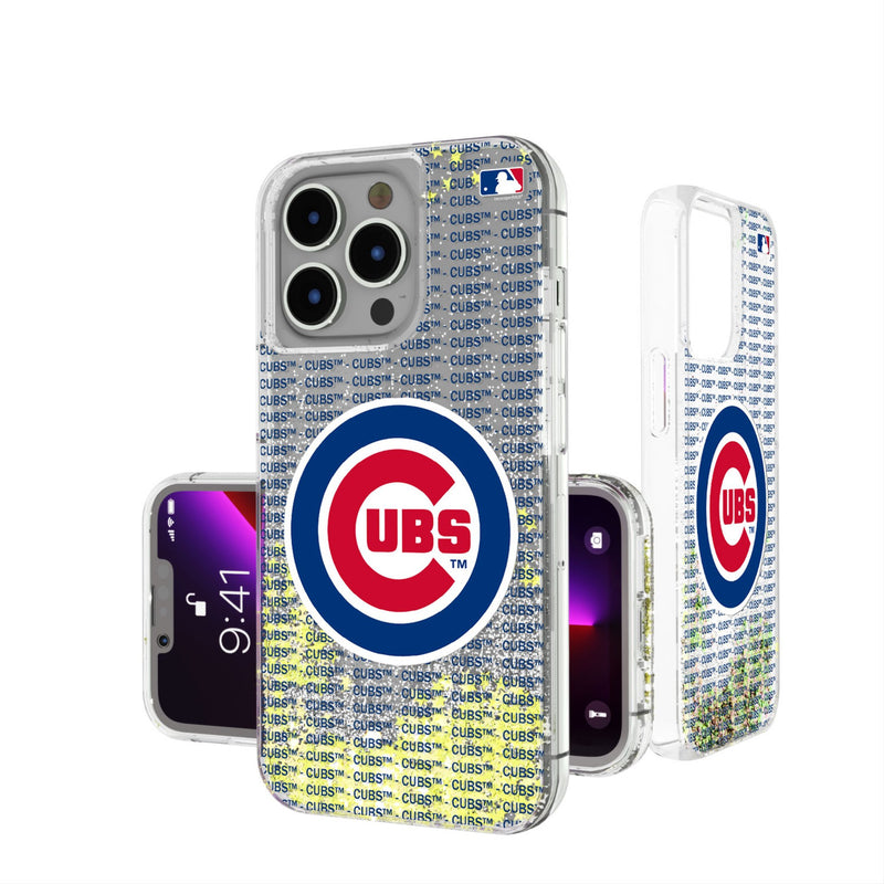 Chicago Cubs Text Backdrop iPhone Glitter Phone Case