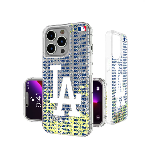 LA Dodgers Text Backdrop iPhone Glitter Phone Case for Apple iPhone