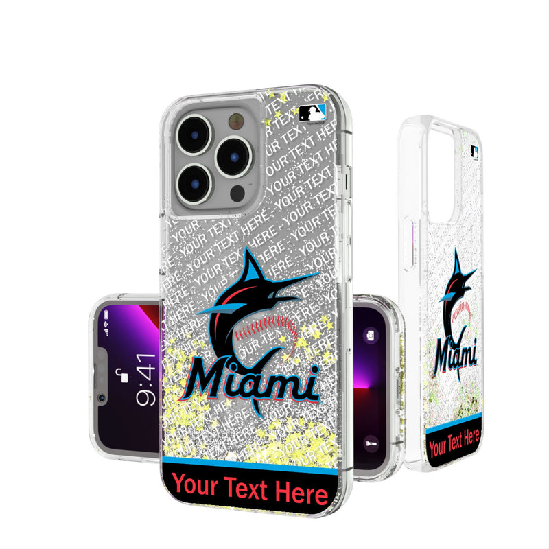 Miami Marlins Personalized EndZone Plus iPhone Glitter Phone Case for Apple iPhone