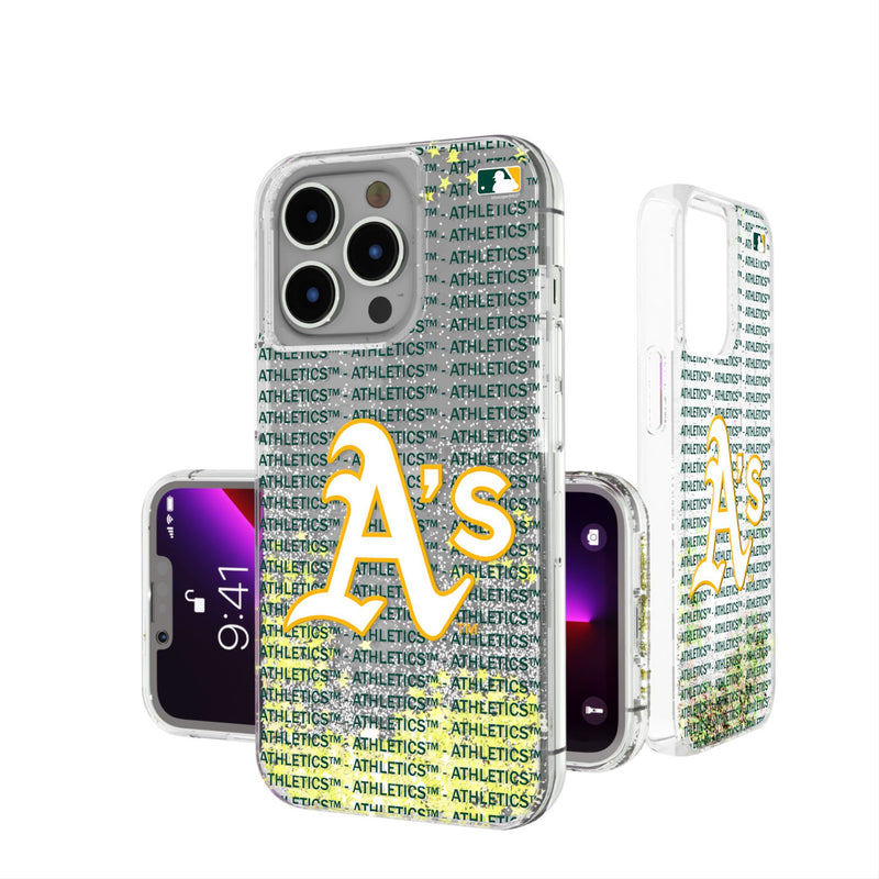 Oakland Athletics Text Backdrop iPhone Glitter Phone Case