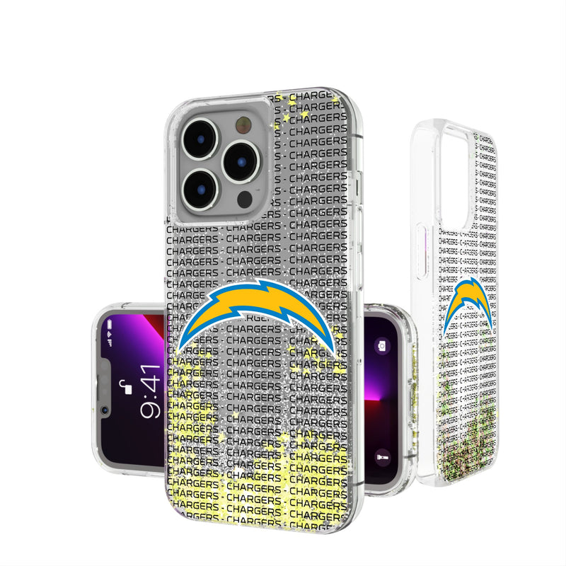 Los Angeles Chargers Text Backdrop iPhone Glitter Phone Case