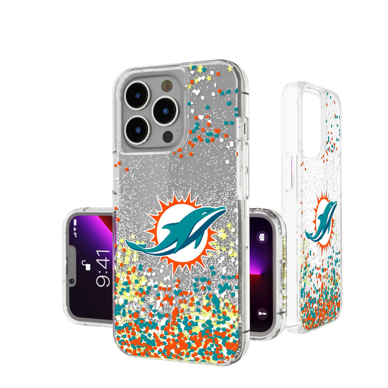 Miami Dolphins Confetti iPhone Glitter Phone Case