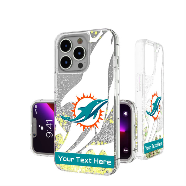 Miami Dolphins Personalized Tilt iPhone Glitter Phone Case for Apple iPhone