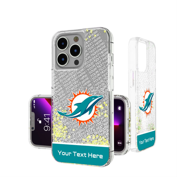 Miami Dolphins Personalized EndZone Plus iPhone Glitter Phone Case for Apple iPhone