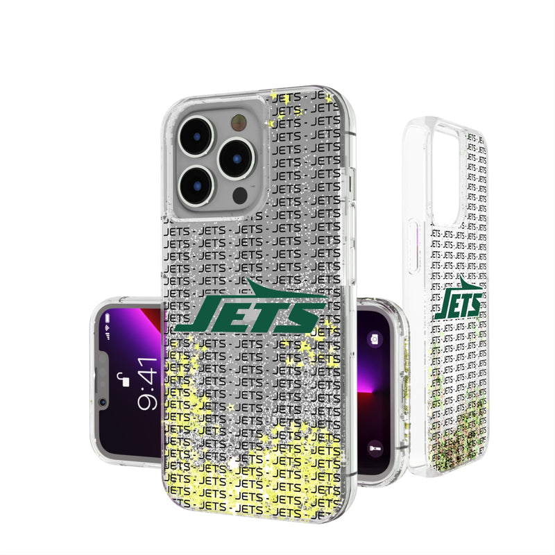 New York Jets Text Backdrop iPhone Glitter Phone Case