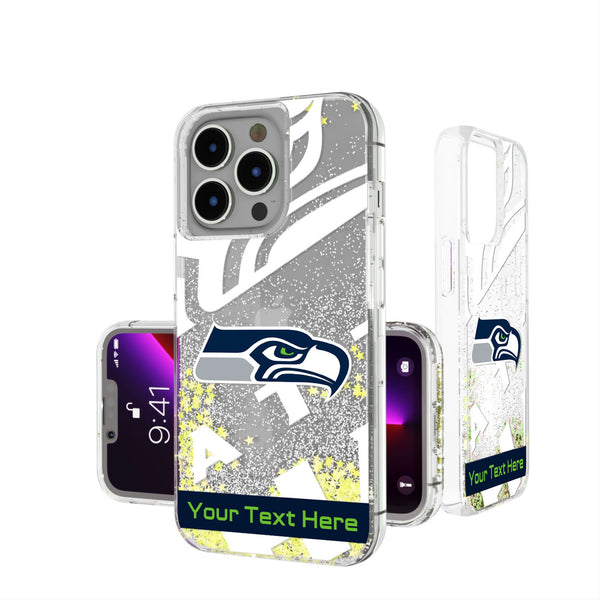 Seattle Seahawks Personalized Tilt iPhone Glitter Phone Case for Apple iPhone