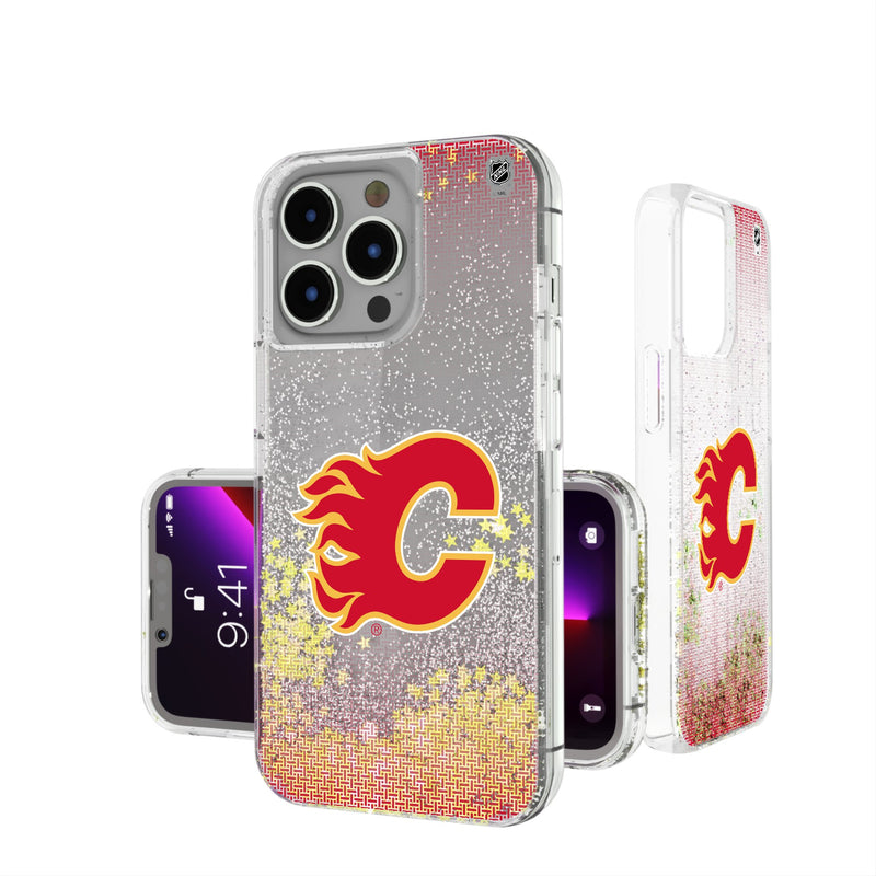 Calgary Flames Linen iPhone Glitter Phone Case