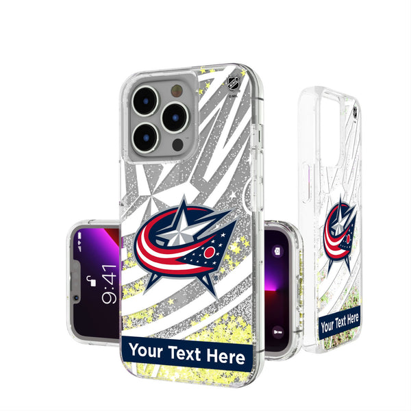 Columbus Blue Jackets Personalized Tilt iPhone Glitter Phone Case for Apple iPhone