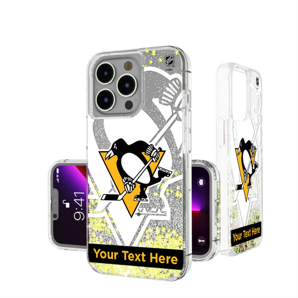 Pittsburgh Penguins Personalized Tilt iPhone Glitter Phone Case for Apple iPhone