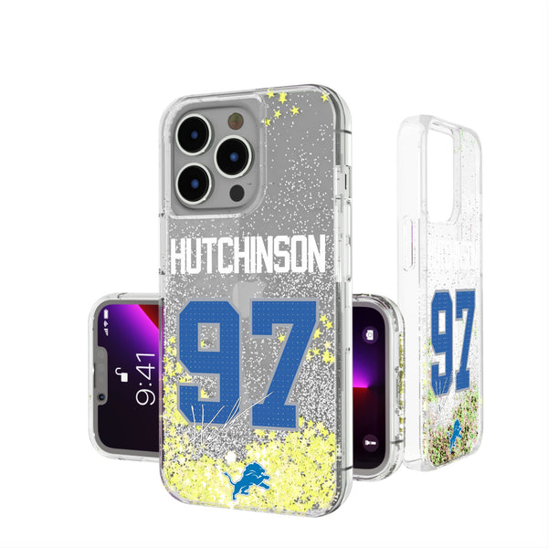Aidan Hutchinson Detroit Lions 97 Ready iPhone Glitter Phone Case