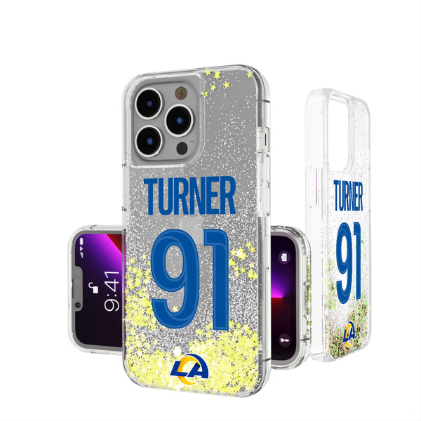 Kobie Turner Los Angeles Rams 91 Ready iPhone Glitter Phone Case