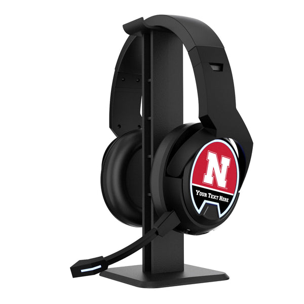 University of Nebraska Huskers Block N Personalized Endzone Solid Gaming Headphones