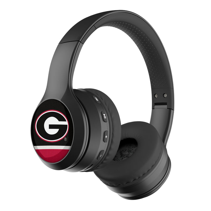 University of Georgia Bulldogs Stripe Wireless Over-Ear BT Headphones With Case