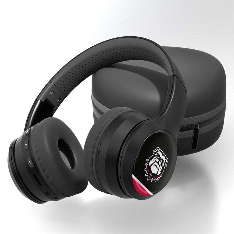 University of Georgia Bulldogs Uga Stripe Wireless Over-Ear BT Headphones With Case