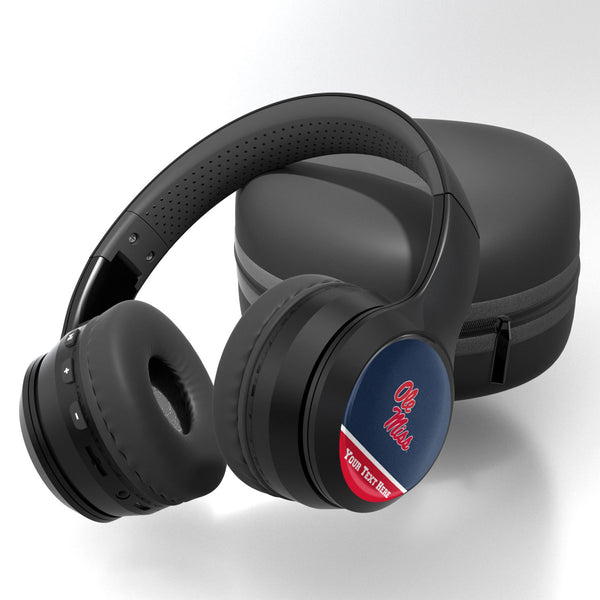 University of Mississippi Rebels Personalized Endzone Solid Wireless Over-Ear BT Headphones With Case