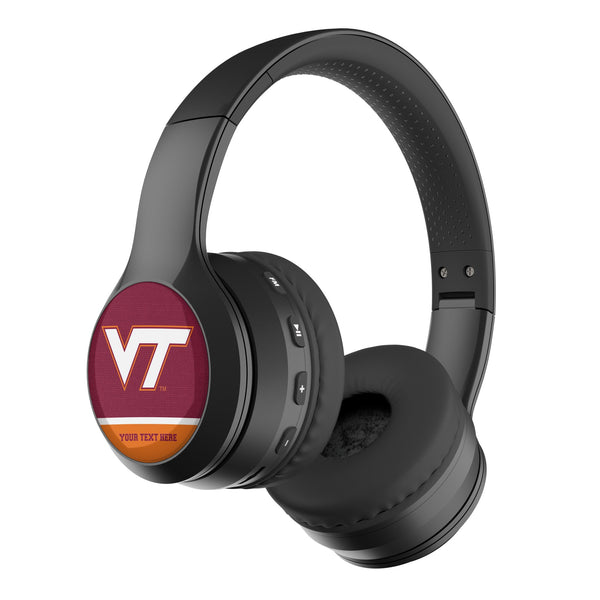 Virginia Tech Hokies Personalized Endzone Solid Wireless Over-Ear BT Headphones With Case