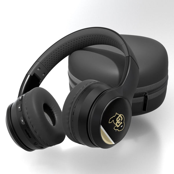 University of Colorado Buffaloes Stripe Wireless Over-Ear BT Headphones With Case