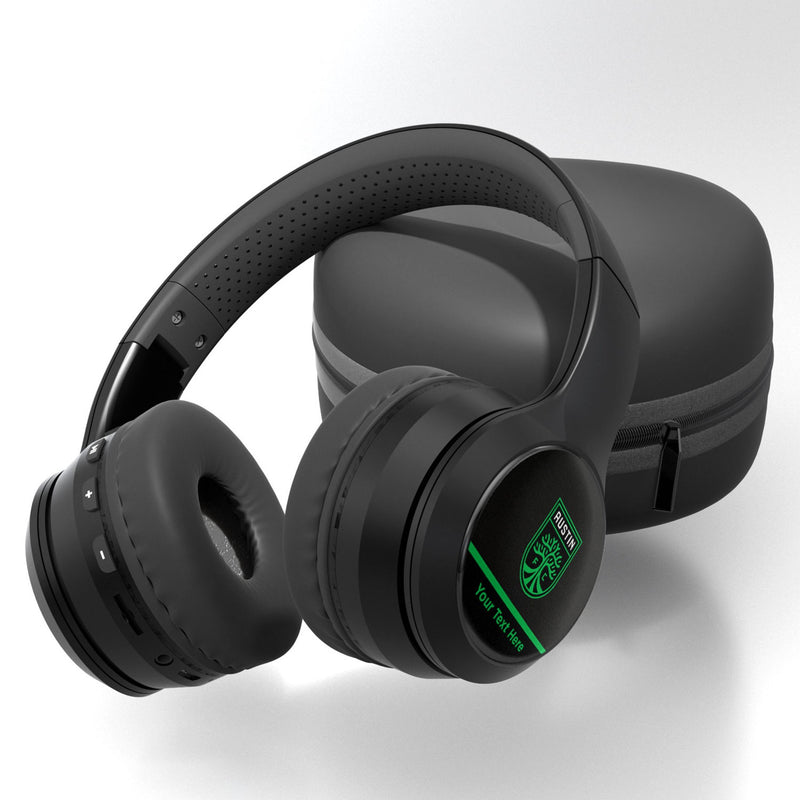 Austin FC Personalized Endzone Solid Wireless Over-Ear BT Headphones With Case