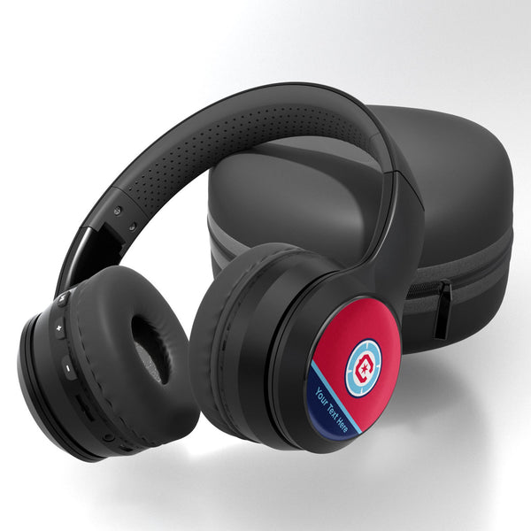 Chicago Fire Personalized Endzone Solid Wireless Over-Ear BT Headphones With Case