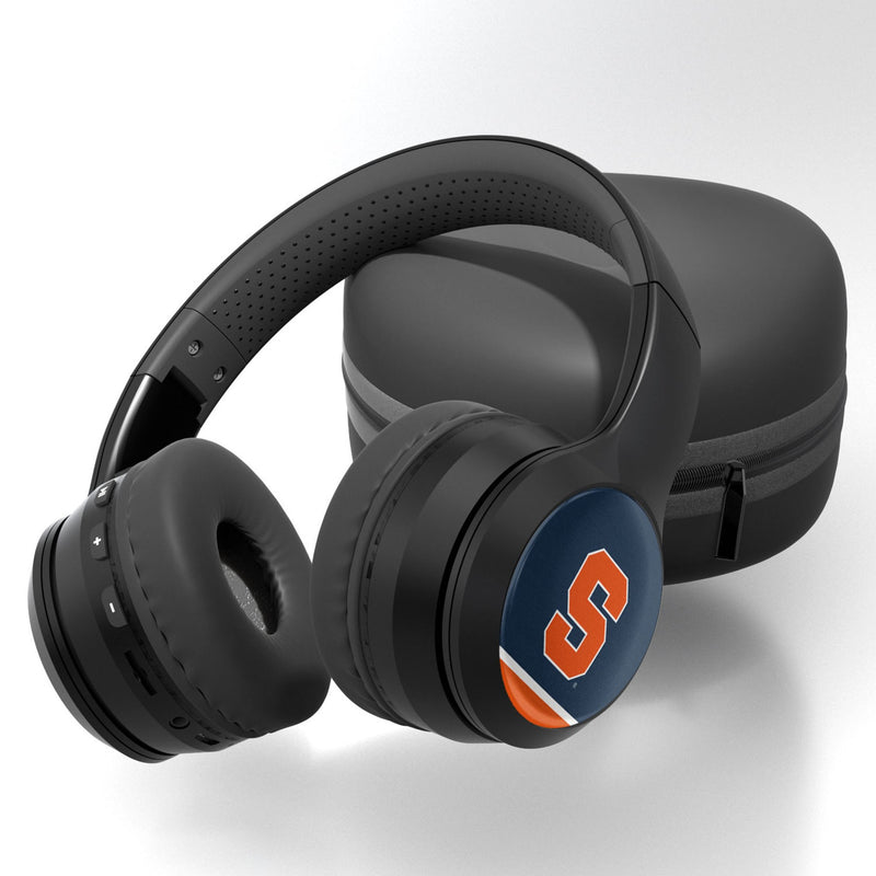 Syracuse University Orange Stripe Wireless Over-Ear BT Headphones With Case
