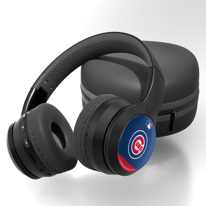 Chicago Cubs Stripe Wireless Over-Ear BT Headphones With Case