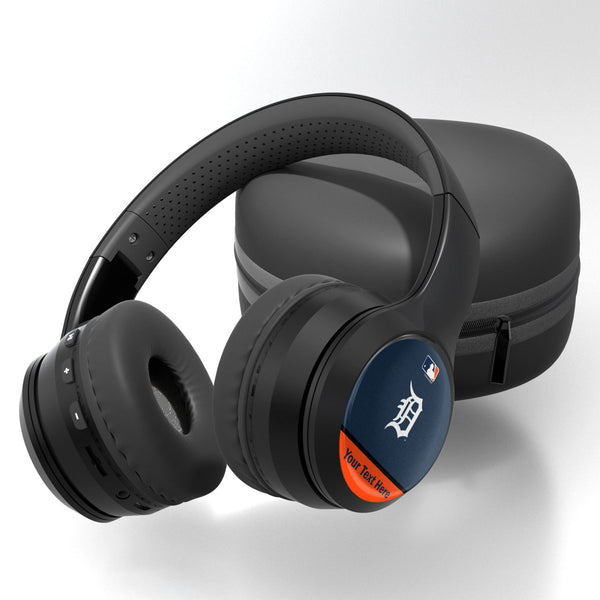 Detroit Tigers Personalized Endzone Solid Wireless Over-Ear BT Headphones With Case