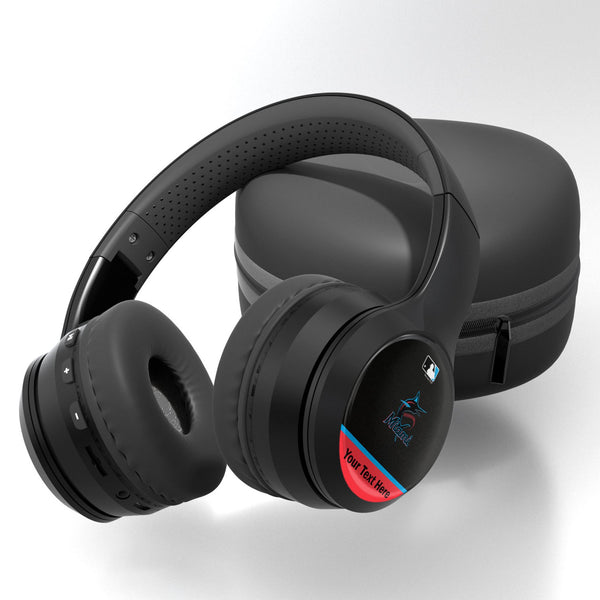 Miami Marlins Personalized Endzone Solid Wireless Over-Ear BT Headphones With Case