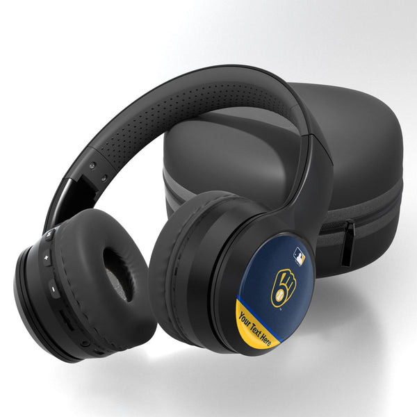 Milwaukee Brewers Personalized Endzone Solid Wireless Over-Ear BT Headphones With Case