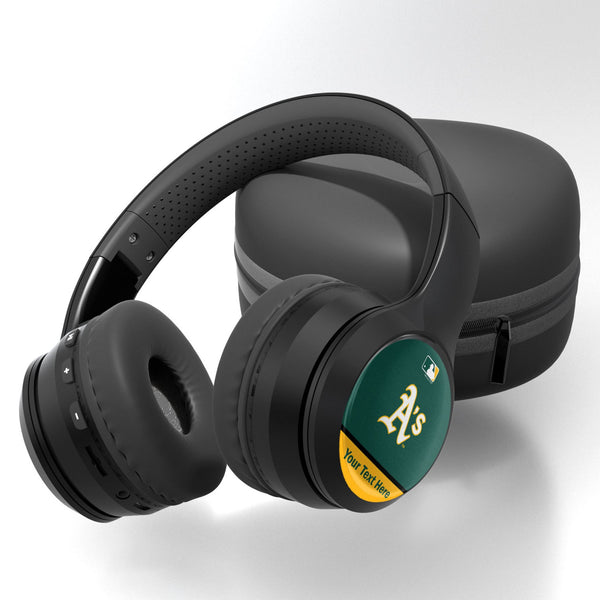 Oakland Athletics Personalized Endzone Solid Wireless Over-Ear BT Headphones With Case