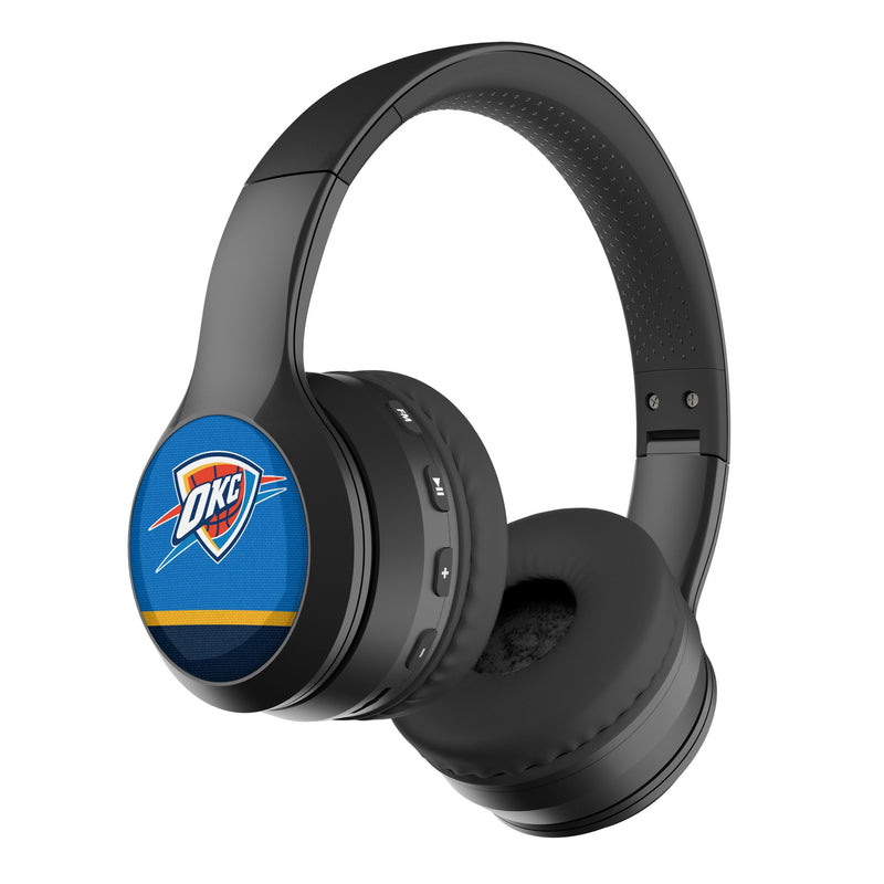 Oklahoma City Thunder Stripe Wireless Over-Ear BT Headphones With Case