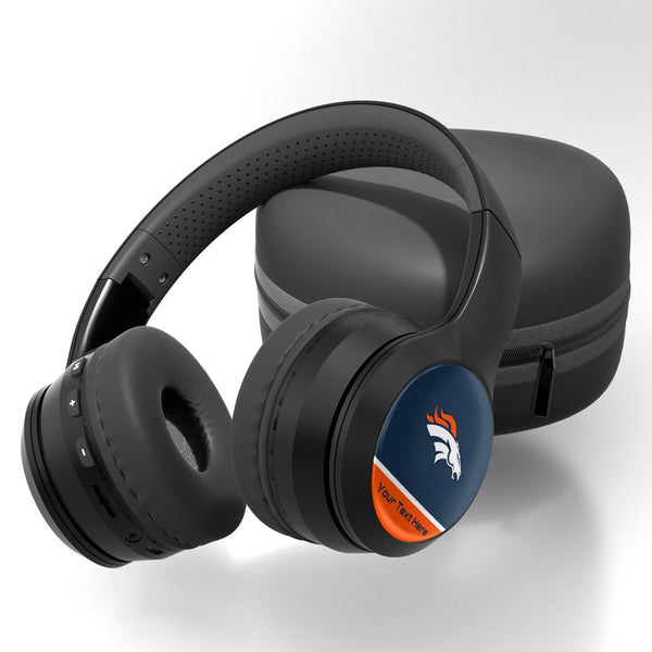 Denver Broncos Personalized Endzone Solid Wireless Over-Ear BT Headphones With Case