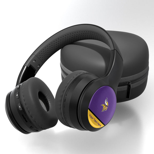 Minnesota Vikings Personalized Endzone Solid Wireless Over-Ear BT Headphones With Case