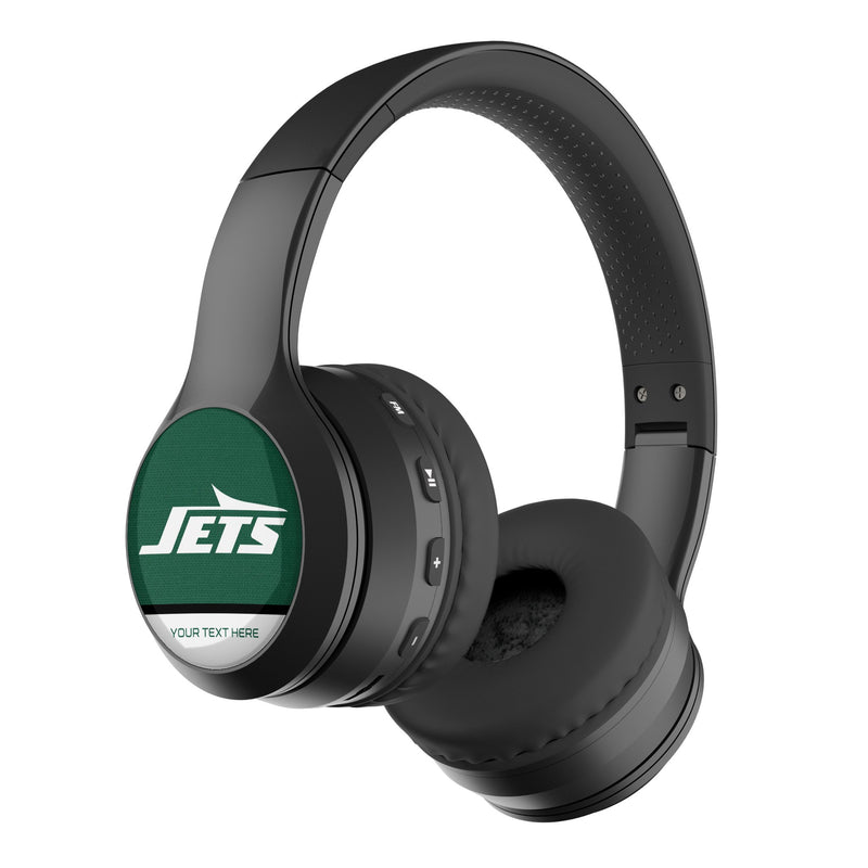 New York Jets Personalized Endzone Solid Wireless Over-Ear BT Headphones With Case