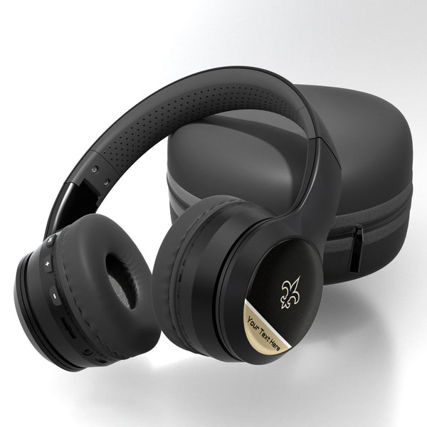 New Orleans Saints Personalized Endzone Solid Wireless Over-Ear BT Headphones With Case